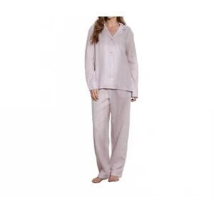 NEW THE SLEEP CODE women's striped linen long pj set in lavender